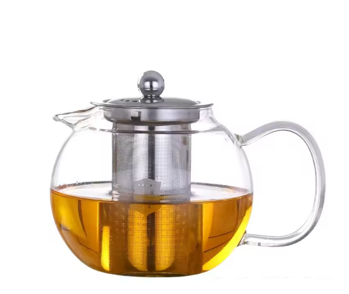 Heat Resistant Glass Teapot with Integrated Strainer