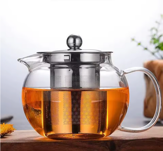 Heat Resistant Glass Teapot with Integrated Strainer