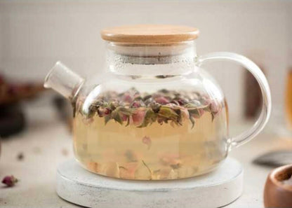 Japenese Artisan Glass Teapot with Bamboo Lid & Filter